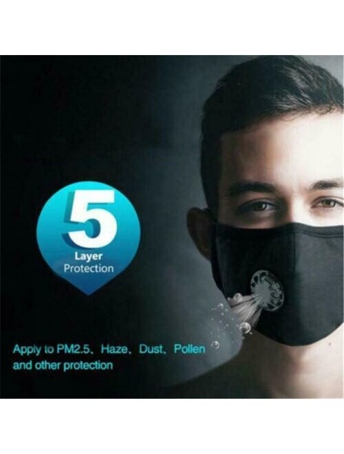 Reusable Mask With Breathing Valve PM2.5 Face Mask filters Activated Carbon