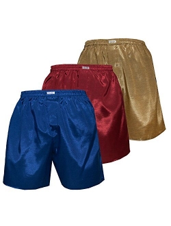 Men's Underwear Sleepwear Thai Silk Boxer Shorts Color Mix Set of 3