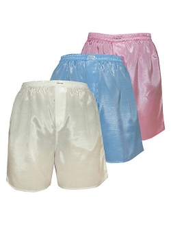 Men's Underwear Sleepwear Thai Silk Boxer Shorts Color Mix Set of 3