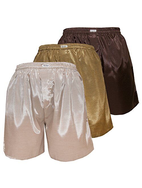 Men's Underwear Sleepwear Thai Silk Boxer Shorts Color Mix Set of 3