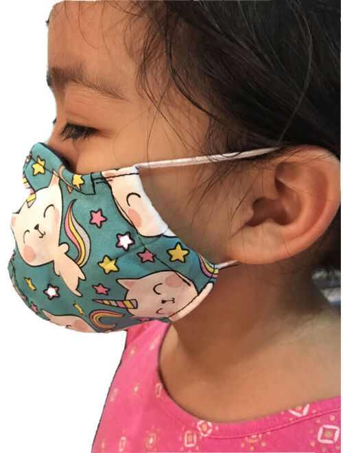 Handmade USA Child Girl Nose Wire 3 Layers Mask 100% cotton size Up To 8t