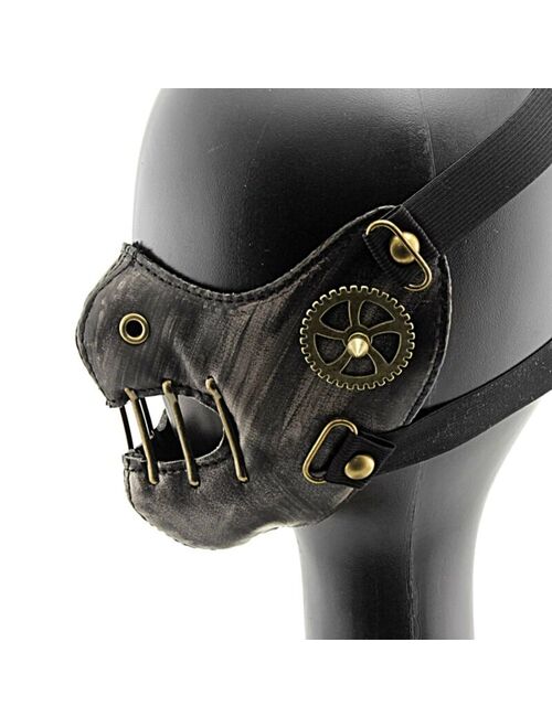 Steampunk Mask Gothic Men/Women Punk Gear Rivet Half Face Halloween Cosplay