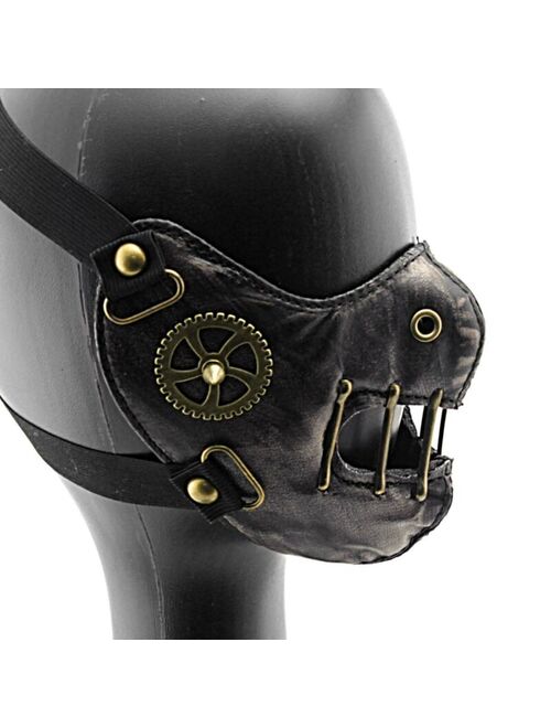 Steampunk Mask Gothic Men/Women Punk Gear Rivet Half Face Halloween Cosplay