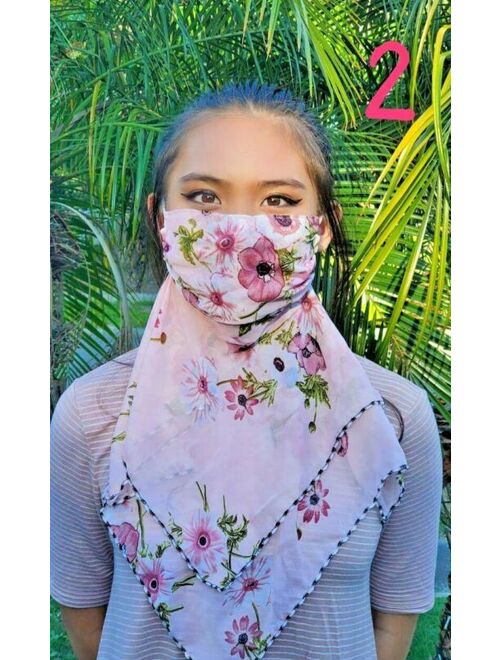 2FACE MASK WOMEN MULTI-FUNCTION WASHABLE BREATHABLE FLORAL SCARVES SHIP FRM USA!