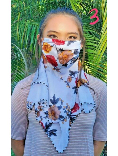 2FACE MASK WOMEN MULTI-FUNCTION WASHABLE BREATHABLE FLORAL SCARVES SHIP FRM USA!