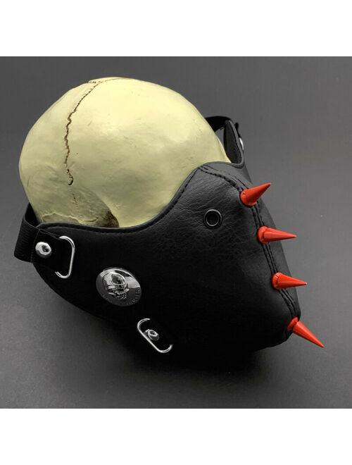 Biker Motorcycle Red Spike Mask Men Steampunk Cospaly Skull Masquerade