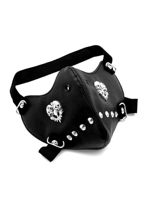 Biker Motorcycle Leather Mask Men Steampunk Cospaly Skull Studded Masquerade