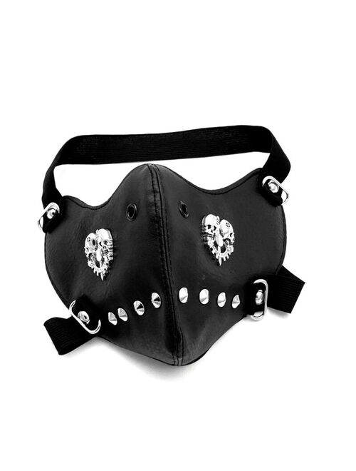 Biker Motorcycle Leather Mask Men Steampunk Cospaly Skull Studded Masquerade