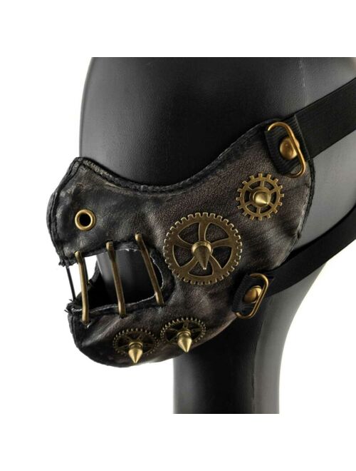 Men/Women Steampunk Retro Gothic Leather Mask Cosplay Gears Mask