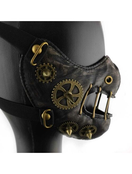 Men/Women Steampunk Retro Gothic Leather Mask Cosplay Gears Mask