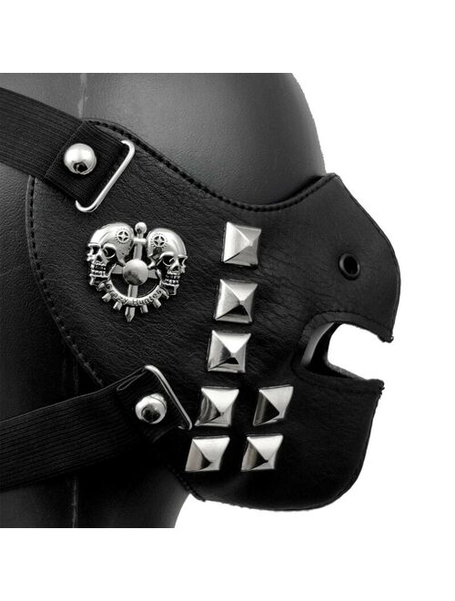 Steampunk Leather Mask Cosplay Men/Women Half Face Mask Punk Rivet Masquerade