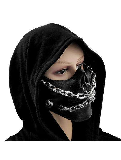 Man Skull Chain Costume Mask Cosplay Half Face Mask Party Dress