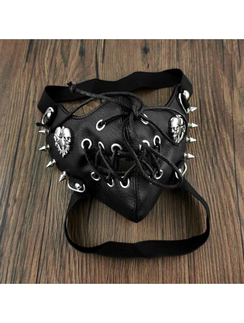 Gothic Punk Skull Studded Leather Steampunk Mask Cosplay Men/Women