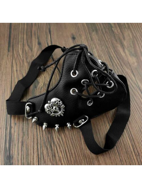 Gothic Punk Skull Studded Leather Steampunk Mask Cosplay Men/Women