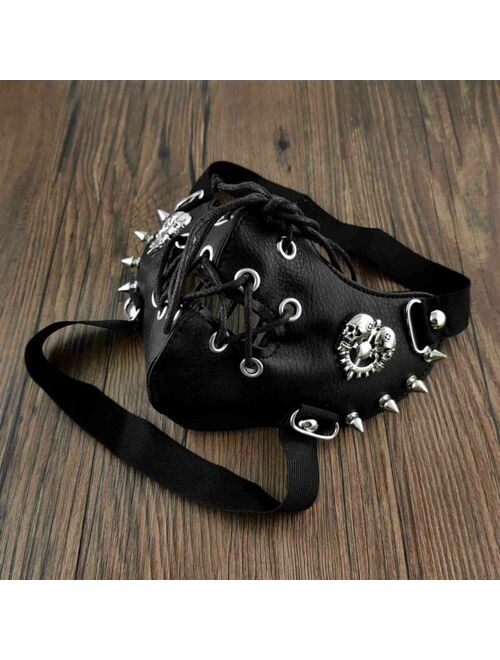 Gothic Punk Skull Studded Leather Steampunk Mask Cosplay Men/Women