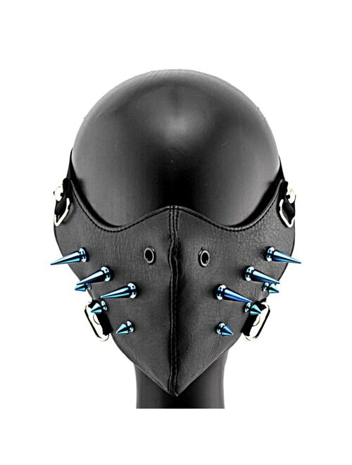 Mens Blue Studded Biker Mask Steampunk Cosplay Masque 50A03