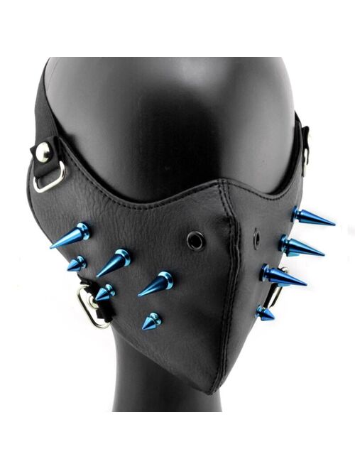 Mens Blue Studded Biker Mask Steampunk Cosplay Masque 50A03