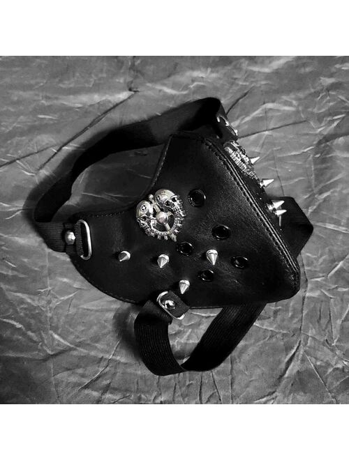 Cool Mens Skull Studded Gothic Leather Mask Rocker Biker Mask