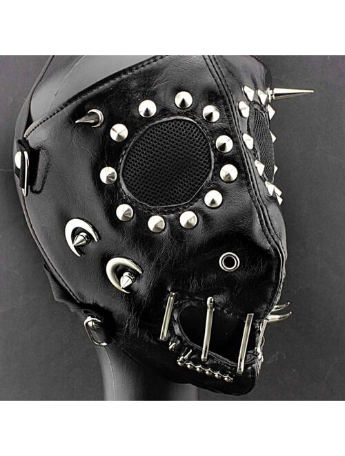 Full Face Studded Men's Cosplay Mask Biker Rock Costume Masquerade