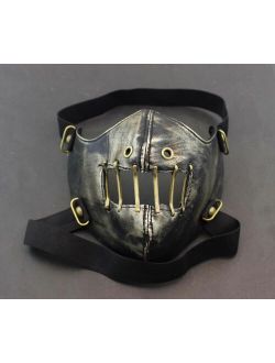 Mens Unisex SteamPunk Punk Biker Gothic Golde Leather Half-face Mask Masquerade