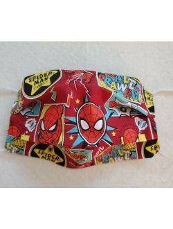 Boys Spiderman Face Mask, Filter Pocket, Reversible 2 masks in 1, 1/8in elastic