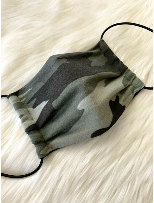 Reusable Adult Men's Face Mask Green Camo Camouflage Mouth Army Cloth Dual Layer