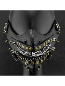 Steampunk Black Leather Mask Biker Motorcyle Masque Men/womens