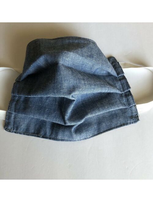 NEW One Mens Handmade Chambray Denim Face Mask Washable Reversible