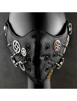 Black SteamPunk Spike Gears Mask Masquerade Costume Biker Mens Womens