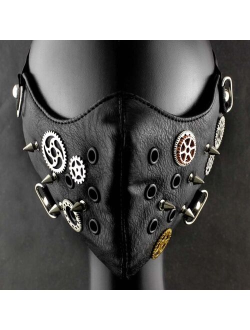 Black SteamPunk Spike Gears Mask Masquerade Costume Biker Mens Womens