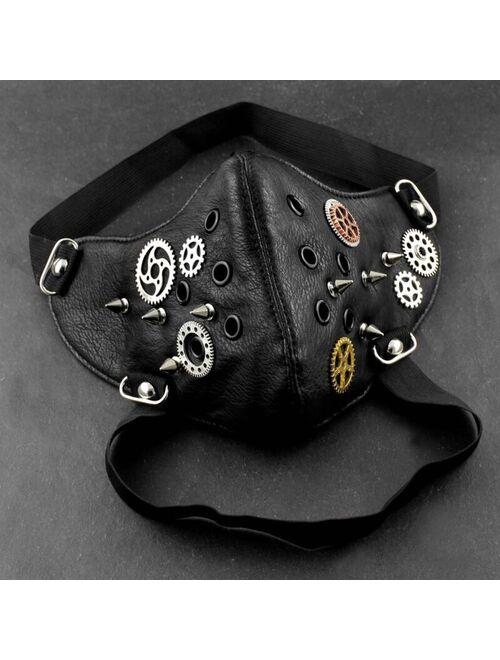 Black SteamPunk Spike Gears Mask Masquerade Costume Biker Mens Womens