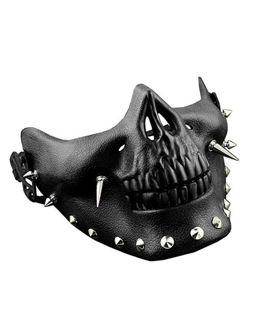 Men's Steampunk Masquerade Skeletal Spike Half Face Skull Mask Costume Cosplay