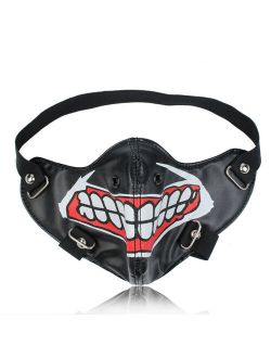 Men Woman Biker Motorcycle Face Mask Terror Mouth Skull Zipper Halloween Leather