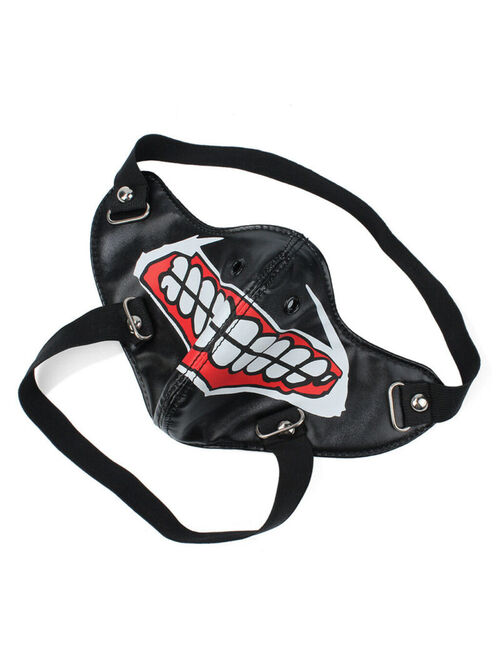 Men Woman Biker Motorcycle Face Mask Terror Mouth Skull Zipper Halloween Leather