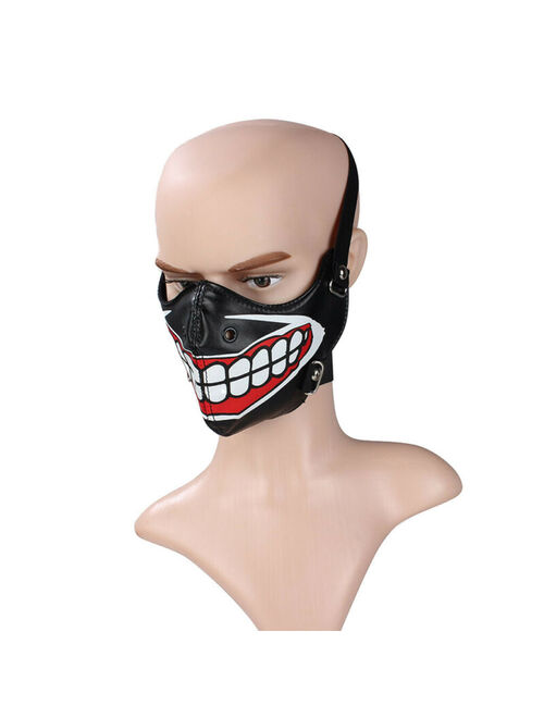 Men Woman Biker Motorcycle Face Mask Terror Mouth Skull Zipper Halloween Leather