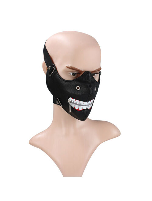 Men Woman Biker Motorcycle Face Mask Terror Mouth Skull Zipper Halloween Leather