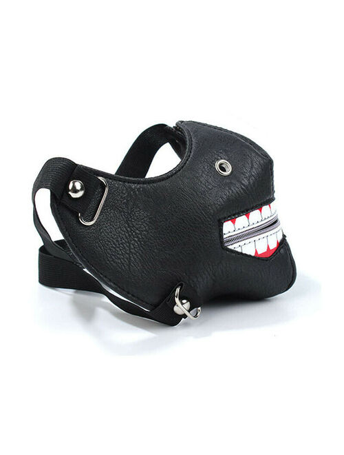 Men Woman Biker Motorcycle Face Mask Terror Mouth Skull Zipper Halloween Leather