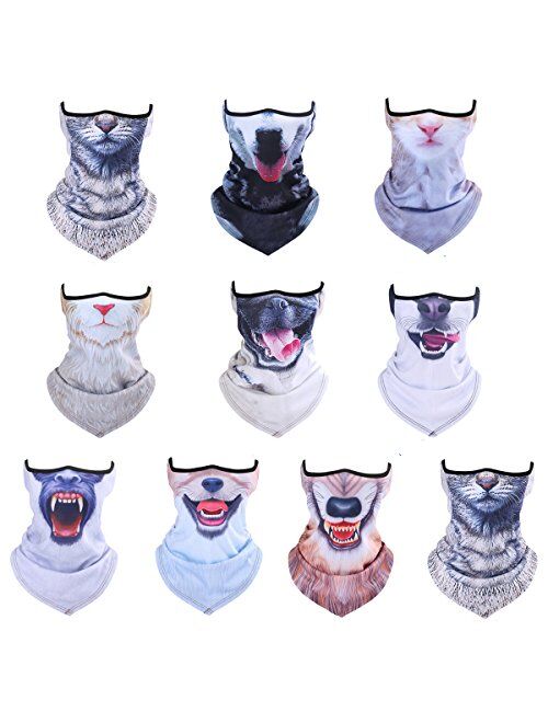 ECYC Unisex 3D Prints Animal Pattern Half Face Mask Neck Gaiter Warmer Scarf for Outdoor Sports