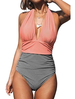 Women's Halter One Piece Swimsuit Keeping You Accompained Swimwear