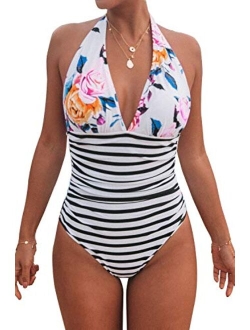 Women's Halter One Piece Swimsuit Keeping You Accompained Swimwear