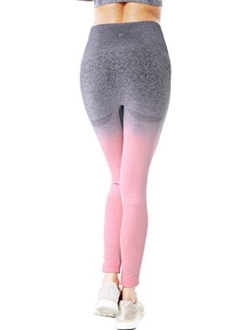 Ombre Seamless Gym Leggings Power Stretch High Waisted Yoga Pants Running Workout Leggings