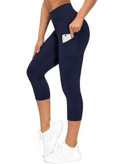 Thick High Waist Yoga Pants with Pockets, Tummy Control Workout Running Yoga Leggings for Women