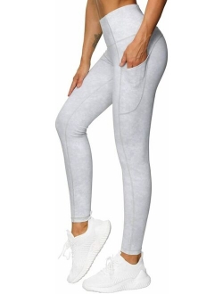 Thick High Waist Yoga Pants with Pockets, Tummy Control Workout Running Yoga Leggings for Women