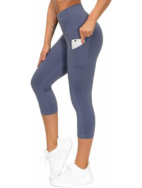 THE GYM PEOPLE Thick High Waist Yoga Pants with Pockets, Tummy Control Workout Running Yoga Leggings for Women