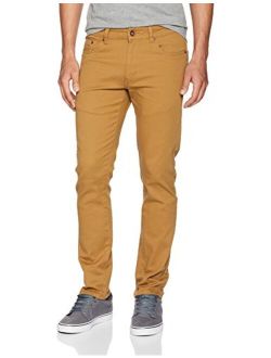 Men's Flex Stretch Basic Twill and Rinse Denim Pants, Tobacco Skinny, 34X32