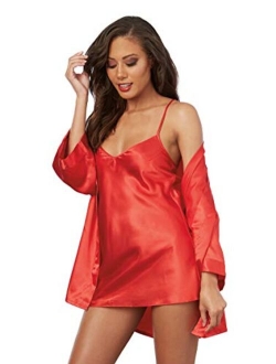 Dreamgirl Women's Shalimar Charmeuse Babydoll with Robe and Padded Hanger