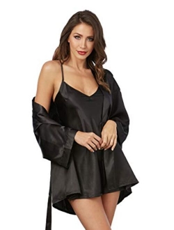 Dreamgirl Women's Shalimar Charmeuse Babydoll with Robe and Padded Hanger