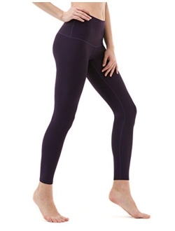 TSLA Mid/High Waist Yoga Pants with Pockets, Tummy Control Yoga Leggings, 4 Way Stretch Workout Running Tights, Yogabasic Thick Contour(fyc32) - Heather Charcoal, Medium