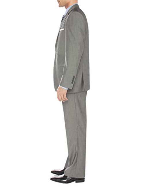 Salvatore Exte Men's Two Button 2 Piece Suit Notch Lapel Blazer Jacket with Pant (54 Regular US / 64R EU/W 48", Striped Gray)