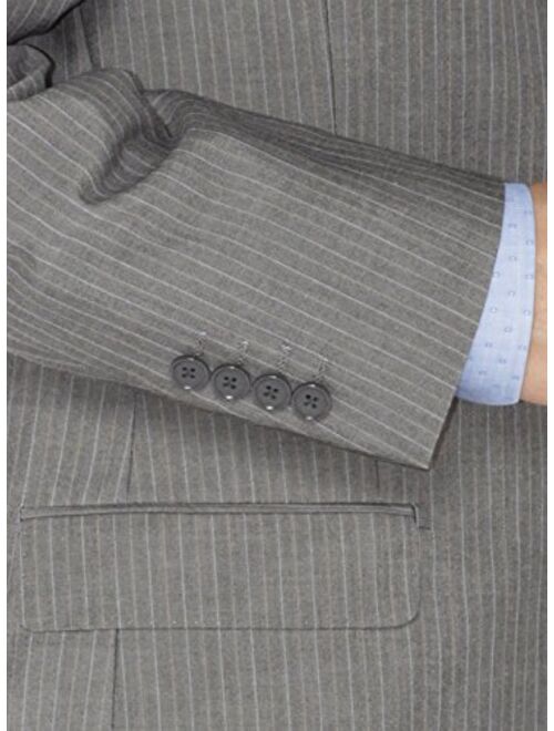 Salvatore Exte Men's Two Button 2 Piece Suit Notch Lapel Blazer Jacket with Pant (54 Regular US / 64R EU/W 48", Striped Gray)